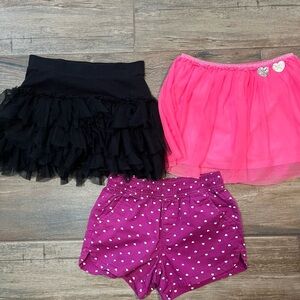 3 PCS BUNDLE Black and Pink Tulle Shirts and Purple Heart Shorts